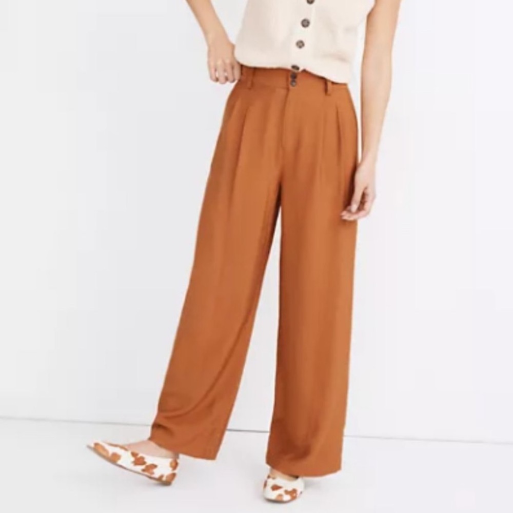 NWT Madewell Drapey Pleated Taper Wide-Leg Pants Size 14
